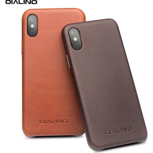 QIALINO Business Style Genuine Leather Case for Apple for iPhone X Fashion Luxury Handmade Ultra Thin Back Cover for iPhone X