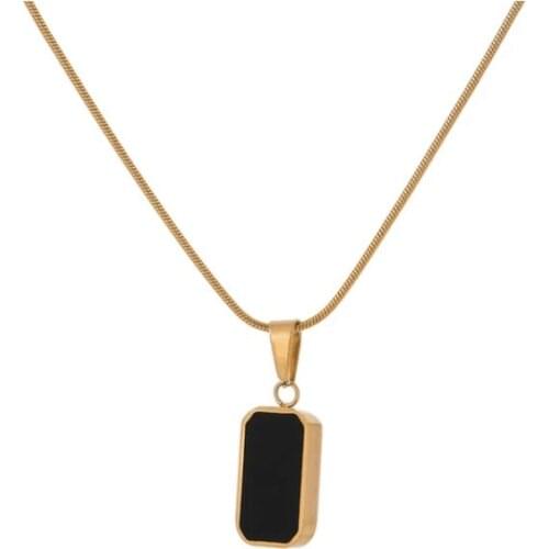 Double-Sided Black White Enamel Natural Shell Pendant Necklace for Women