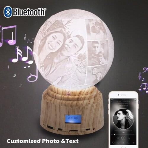 Photo/Text Custom Moon Night Light 3D printing moonlight LED Moon Light Bluetooth Music Box Personalized Gifts Drop shipping