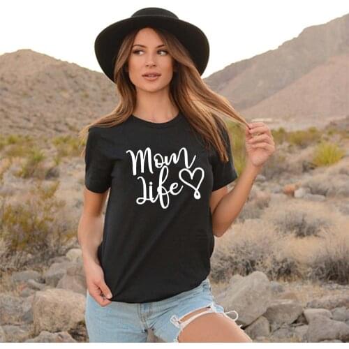 Mom Life Letters Love Heart Graphic Tees Women Casual Round Neck Summer T-shirt Tumblr Female Mother Gift Tops Tshirts Camisetas