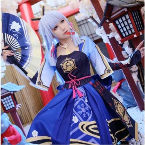 Game Genshin Impact Kamisato Ayaka Cosplay Costume Kamisato Ayaka Cosplay for Women Outfit Dress Halloween Full Set