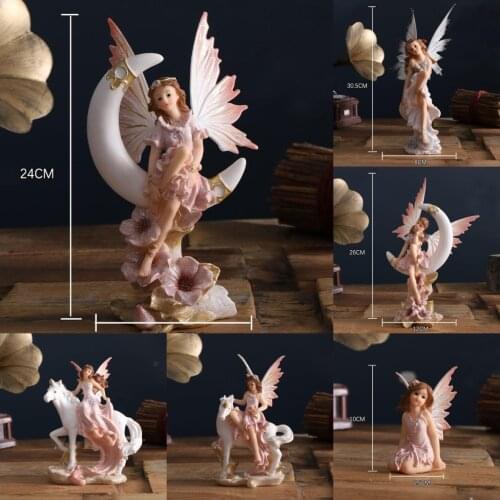 Unicorn Fairy Girl Decoration Resin Home Decor Creative Ornament Best Miniature Figurines For Kids Fairy Garden Holiday Gifts