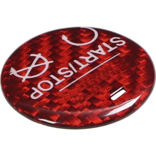 Red Carbon Fiber Engine Start Stop Button Cover Trim Decor Fit for Ford Mustang GT 15-19