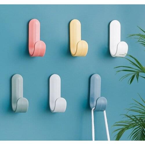 5PCS Towel Hooks Plastic Door Hangers Self Adhesive Wall Hangers Hat Racks Keys Hanger wall organizer Home Decor