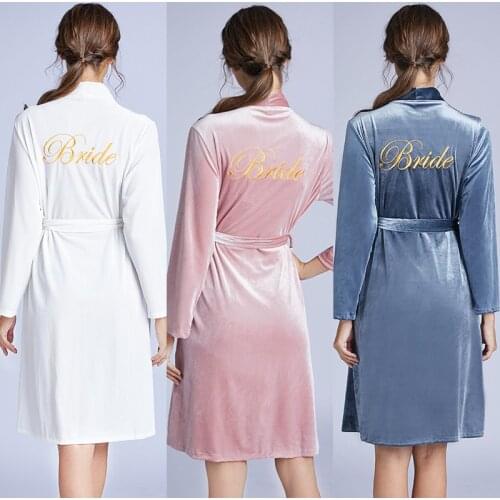 Letter Of "Bride" Kimono Bride Bridesmaide Wedding Robe Sexy Nightwear Soft Autumn Winter Sleepwear Home Clothing Lingerie