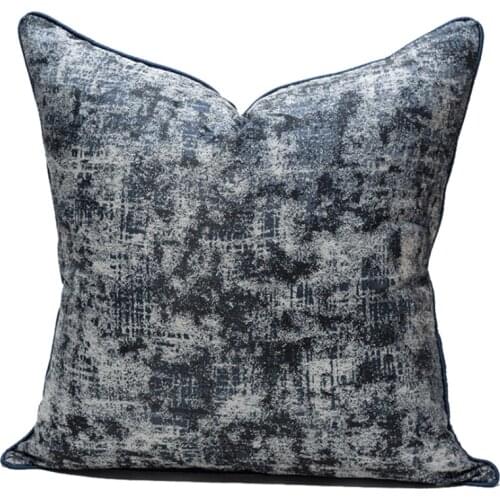 Nordic Style Jacquard Pillow Cover Hotel Model Room Dark Blue Abstract Geometric Cushion Case Light Luxury Decorative Pillowcase