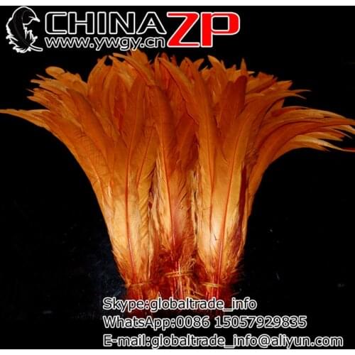 Wholesale in CHINAZP Factory 200pieces/lot 30~35cm(12~14inch) Length Top Quality Dyed Orange Chicken Rooster Tail Feathers