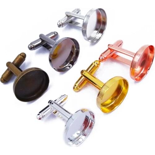 Wholesale Round Bezel Cufflinks Blank with 16mm 18mm 20mm 25mm Cup Cufflink Base Bezel Cuff Link Setting CL041