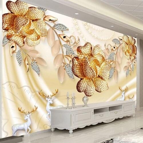 Custom Photo Wallpaper Luxurious European Style 3D Stereo Jewelry Flower Mural Living Room Background Wall Papel De Parede Sala