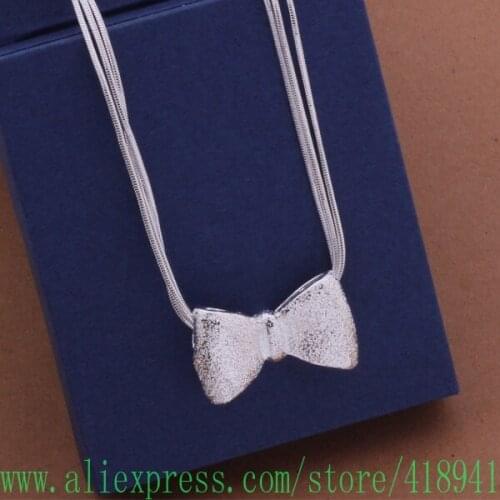 Silver Plated Necklace, Silver Plated fashion jewelry Tie frosted necklace /enpanewa borakfya AN464