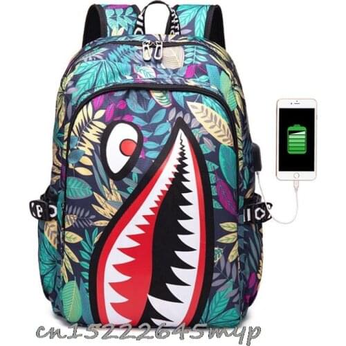 Shark Bag USB Charging Mochila Capacity Backpack Women Kpop School Bags for Teenage Girls Students birthday gift
