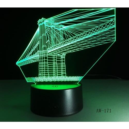 San Francisco Bridge 7 Colors Deco Lamp 3d Visual Led Night Lights For Kids Touch Usb Table Lampara Lampe Nightlight Sens AW-171