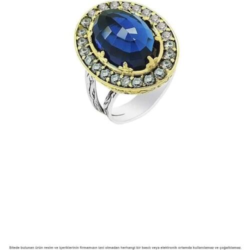 Silver Sapphire Cubic Zirconia Authentic Lady Ring