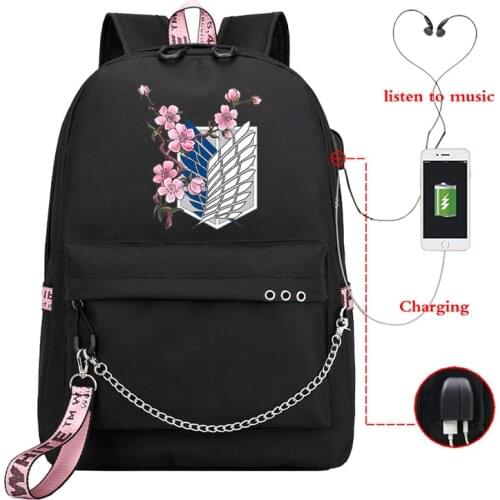 Attack on Titan School Bags Anime Backpack for Teenagers Girls Kids Boys Children Student Usb Travel Laptop Backpack Anime Bag