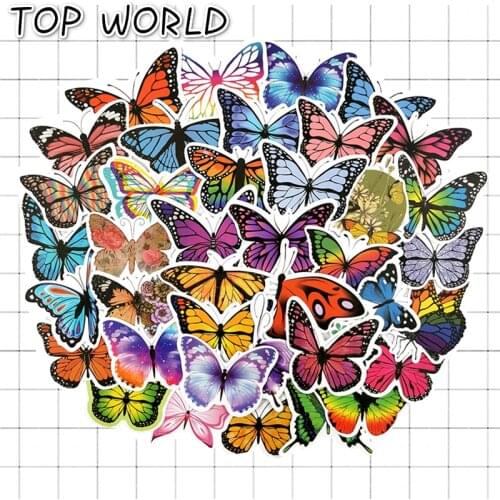 10/50pcs/pack Colorful Butterfly Vsco Stickers For Laptop Skateboard Luggage Refrigerator Laptop Toy Animal Phone Case Kids