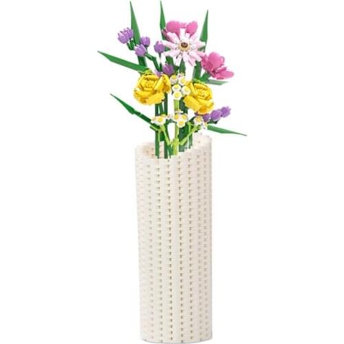 MOC Rose Flower Building Blocks Bricks Creative Ideas Romantic Roses Plant Potted Vase DIY Toys Girlfriend Birthday Best Gifts