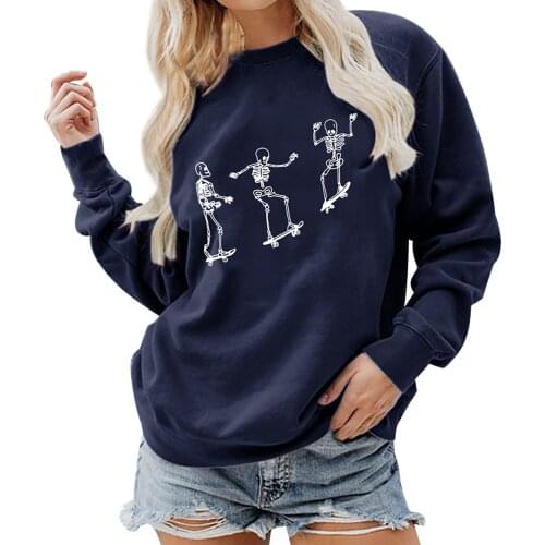 Womens Halloween Oversized Sweatshirts Long Sleeve Relaxed Pullover Halloween Print Sweatshirt Blouse Tops Con Capucha Moletom