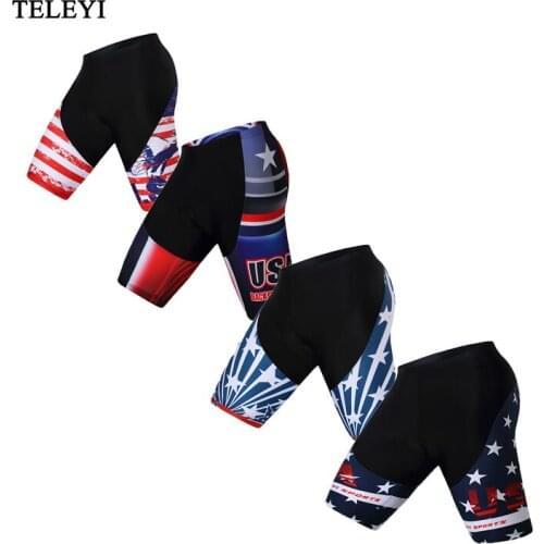 Teleyi USA Cycling Shorts Mens Outdoor Wear Bike Bicycle Cycle MTB Shorts With 3D Padded Cycling Clothing Coolmax Padded