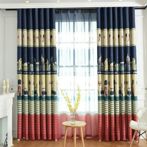 TONGDI Children Printing Castle Knight Blackout Curtains High-grade Decoration For Home Parlor Sitting Room Bedroom Living Room