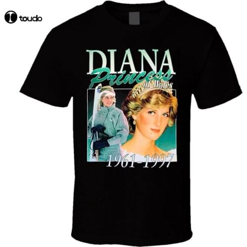 Vintage Princess Diana Cotton Short Sleeve Black Men T-shirt K215