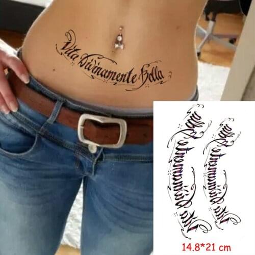 Waterproof Temporary Body Art Arm Shoulder Chest Letter Tattoo Sticker Women/Men Hot Sale 14.8*21 Cm