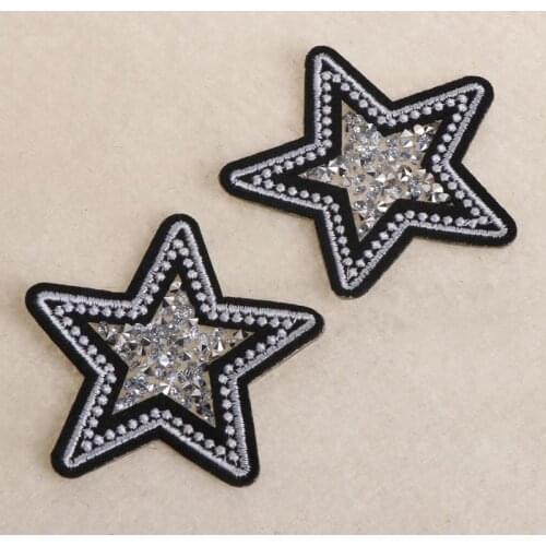2Pcs Star Embroidery Applique Patches DIY Sequins Sew Cloth Patches Jeans Bags Jackets Decoration Iron On Repair Clothes