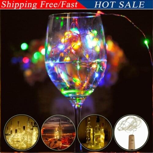 20 LED String lights Holiday lighting Fairy Garland For Christmas Tree Wedding Party Decoration Battery Cork Shaped