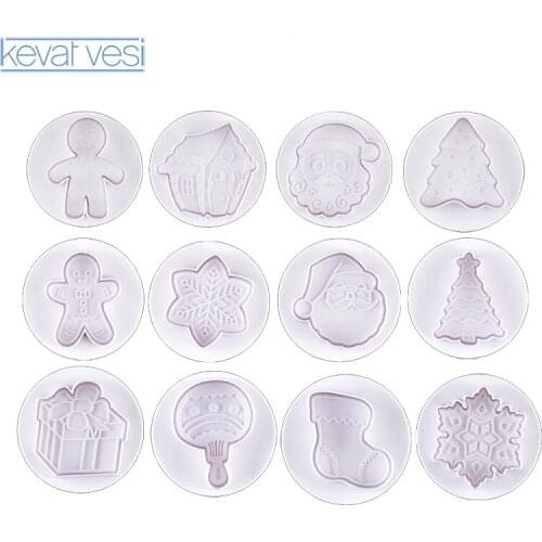4Pcs/set Christmas Biscuit Mold Plastic Spring Mold Biscuit Embossing Mould Sugarcraft Dessert Baking Mold Kitchen Tool