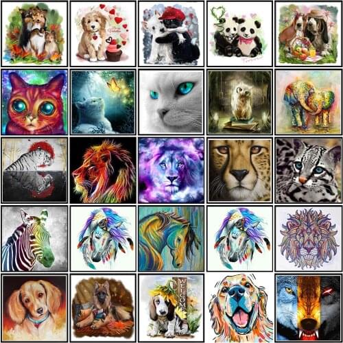 5D diamond painting full diamond animal dog diamond tiger mosaic lion DIY round diamond embroidery cross stitch rhinestone art