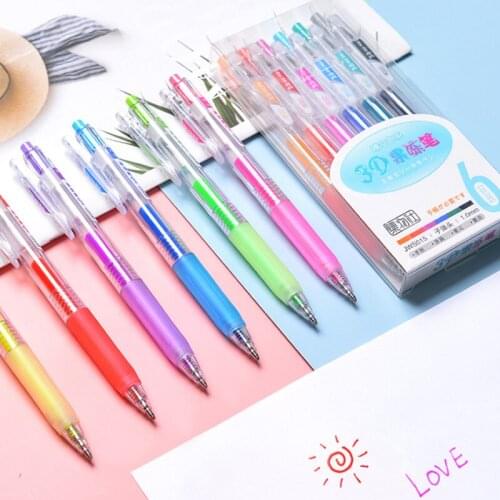 6Pcs/Set Cute 3d Jelly Pen DIY Painting Gel Pen Creative Colored Neutral Pens for Girl School Supplies Stationery Painting Pen