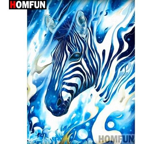 HOMFUN Full Square/Round Drill 5D DIY Diamond Painting "Animal zebra" Embroidery Cross Stitch 3D Home Decor Gift A10020