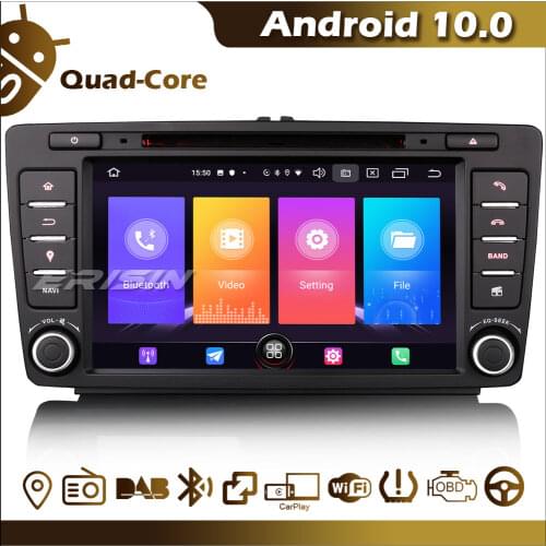 Erisin ES2726S 8" Android 10.0 Car DVD Player for Skoda Octavia Yeti Radio DAB+ WiFi 4G OBD2 Bluetooth CarPlay DVR TPMS Canbus