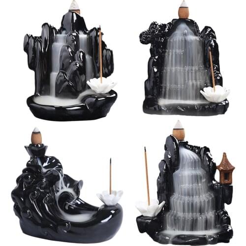 Backflow Incense Burner Backflow Incense Holder Smoke Waterfall Reflux Ceramic Incense Burner For Yoga Meditation Buddhist Suppl