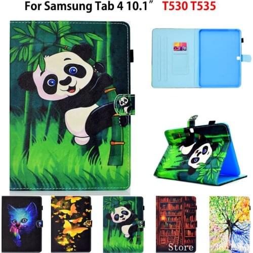 Case For Samsung Galaxy Tab 4 10.1" T530 T531 T535 SM-T530 Cover Funda Tablet Panda butterfly Pattern PU Leather Stand Shell