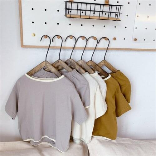 Toddlers Children Clothing Sets 2020 Summer Solid Loose T-shirts Shorts 2pcs Korean Style Unisex Kids Outfits Casual Suits