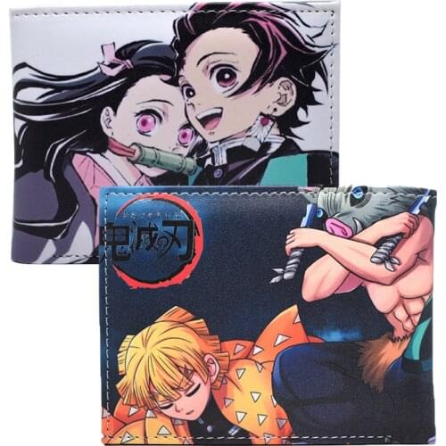 Demon Slayer Cos PU Wallet Kamado Nezuko Kamado Tanjirou Printed Wallet Kid Student Anime Cos Halloween Gift Kimetsu No Yaiba