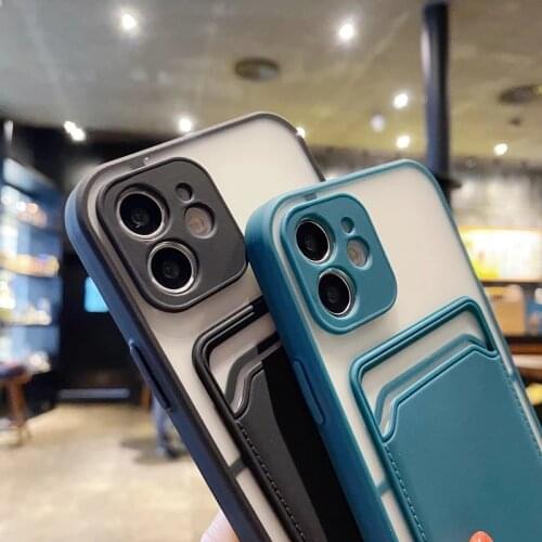 Skin Feel Lens Protection Card Case For iphone 12 11 Pro Max X XS XR 6 7 8 Plus Cover Case For iphone 12 mini Wallet Card Cases