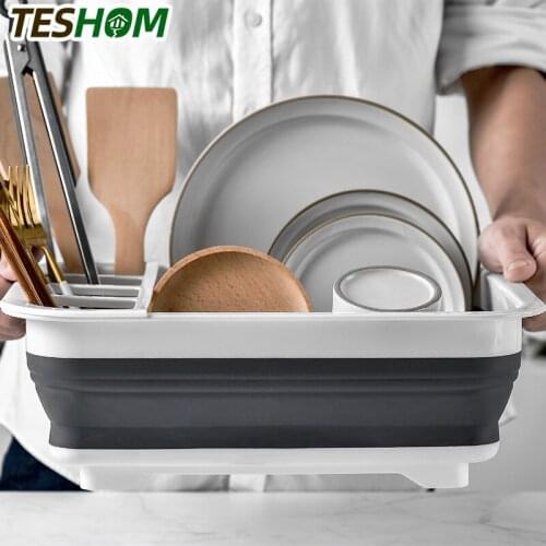 Kitchen Folding Drain Basket Bowl Washing Storage Basket Strainers Bowls Drainer Vegetable Colander Tool Kitchen Accessories