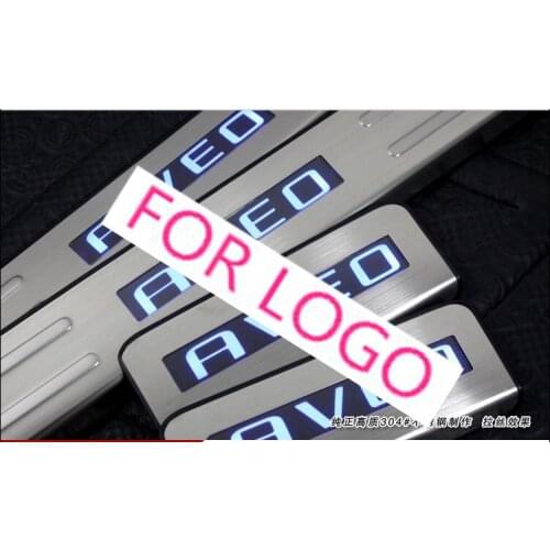 LED 4PCS/SET Stainless Steel Door Sill Scuff Plate for Chevrolet AVEO 2011 2012 2013 20142015 Car Styling Accessories