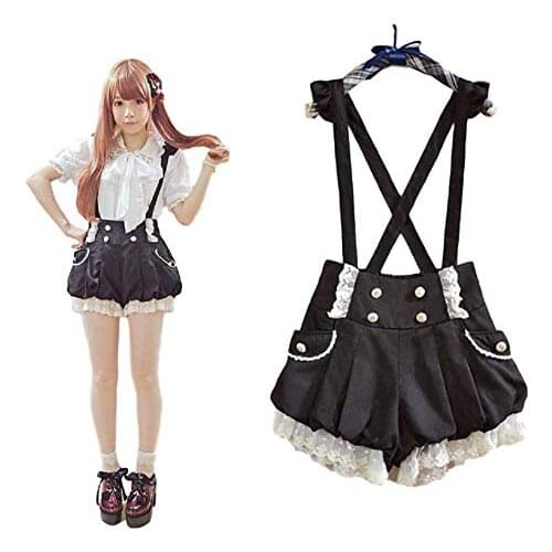 Kawaii Girls Lolita Suspender Lace Pumpkin Shorts Cute Lantern Pants Loli