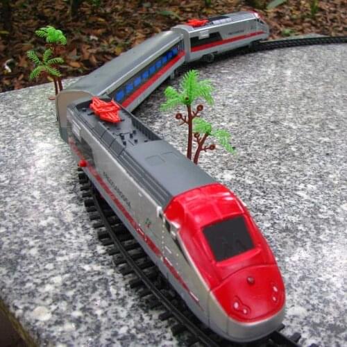 Model trains 1:87 electric track train 17pcs/set High Speed Rail train 12pcs railway railroad tracks 3 large Rail Car Free Shipp