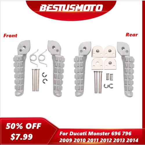 Motorcycle Left Right Aluminum Rear Footrest Foot Pegs For Ducati Monster 696 796 2009- 2014 2010 2011 2012 2013