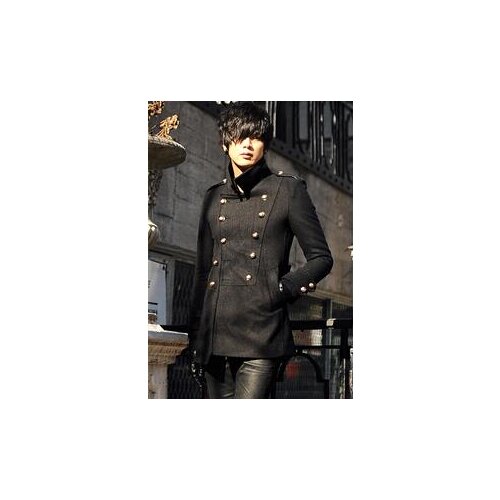 2020 grey teenage Double-breasted long wool coat men stand collar trench jackets mens wool coats overcoats dress winter S - 3XL
