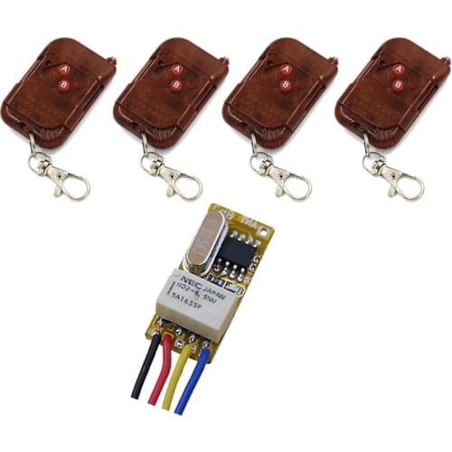 New Wide Range Working Voltage Relay Receiver Mini Remote Control Switch 3.5v 4.8v 5v 6v 7.4v 9v 12v Wireless Remote