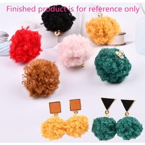 New style 50pcs/lot color round shaped alloy/woolen decoration fashion charms diy jewelry earrings/necklace pendant accessory
