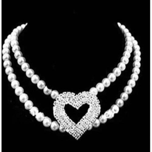 New Pearl Pet Collar Luxury Noble Adjustable Heart Shape Dog Collar for Puppy Cats Pet Supplies Jewelry Accessories Christmas