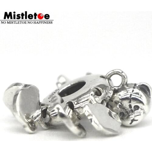 Mistletoe 925 Sterling Silver Bear Spacer Charm Bead European Jewelry