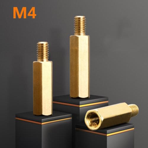 Free Shipping M4 Copper Brass Pillars Standoff Circuit Spacer PCB Board Nut Screws Hex Round Single Cylinder Head/Hexagon Pillar