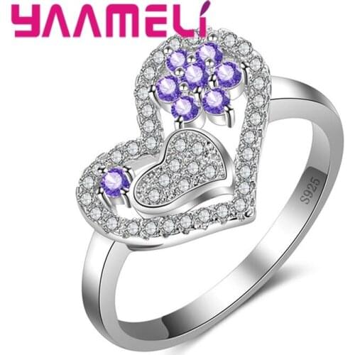 Romantic Luxury Modeling Ring Love Model 925 Sterling Silver Double Love Cute Flower Lady For Lover Couple
