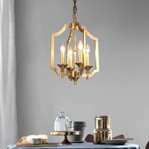 Post-modern luxury chandelier simple living room dining room lamp creative porch light copper study light in the bedroom